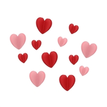 AUTOADESIVI 3D CUORI ROSA E ROSSI 3 - 5 CM