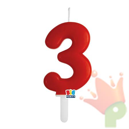 CANDELINA NUMERO 3 ROSSO TINY PLUMP 7 CM