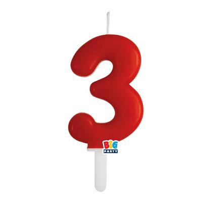 CANDELINA NUMERO 3 ROSSO TINY PLUMP 7 CM
