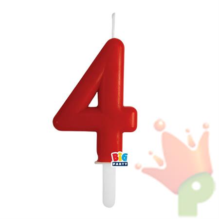 CANDELINA NUMERO 4 ROSSO TINY PLUMP 7 CM