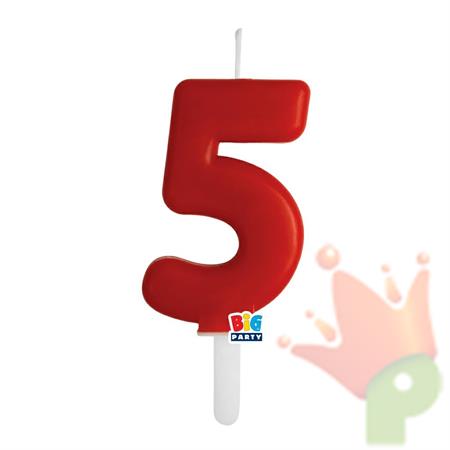 CANDELINA NUMERO 5 ROSSO TINY PLUMP 7 CM