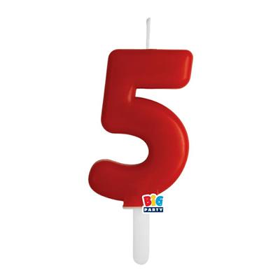 CANDELINA NUMERO 5 ROSSO TINY PLUMP 7 CM