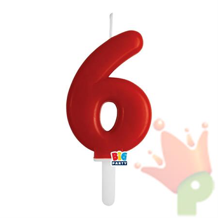 CANDELINA NUMERO 6 ROSSO TINY PLUMP 7 CM