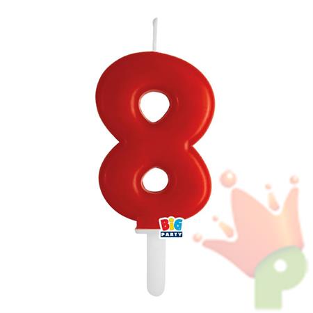 CANDELINA NUMERO 8 ROSSO TINY PLUMP 7 CM