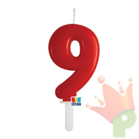 CANDELINA NUMERO 9 ROSSO TINY PLUMP 7 CM