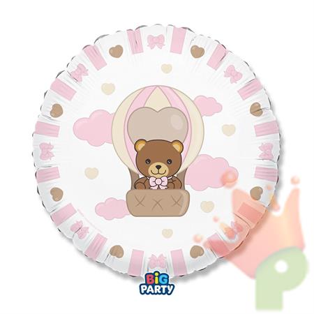PALLONCINO MYLAR TONDO TEDDY FRIENDS BY THUN ROSA 45CM