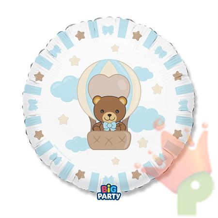 PALLONCINO MYLAR TONDO TEDDY FRIENDS BY THUN CELESTE 45CM