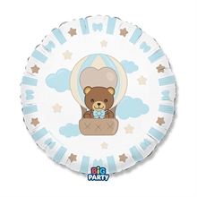 PALLONCINO MYLAR TONDO TEDDY FRIENDS BY THUN CELESTE 45CM