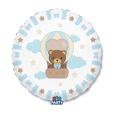 PALLONCINO MYLAR TONDO TEDDY FRIENDS BY THUN CELESTE 45CM