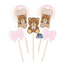 MINI CAKE TOPPER TEDDY FRIENDS BY THUN ROSA 5PZ