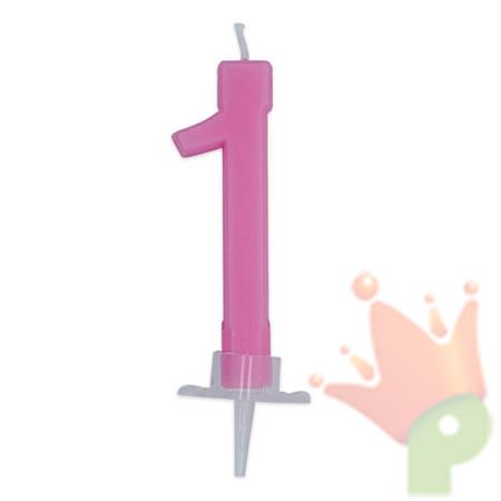 CANDELINA NUMERO 1 CERA ITALIC ROSA 7CM