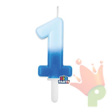 CANDELINA TINY PLUMP NUMERO 1 OCEANO 7CM