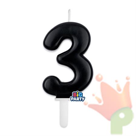 CANDELINA TINY PLUMP NUMERO 3 NERO 7CM