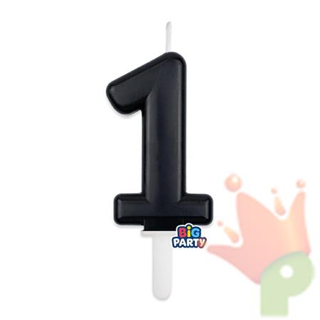 CANDELINA TINY PLUMP NUMERO 1 NERO 7CM