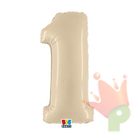 PALLONCINO MYLAR NUMERO 1 CREMA 102CM