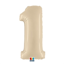 PALLONCINO MYLAR NUMERO 1 CREMA 102CM