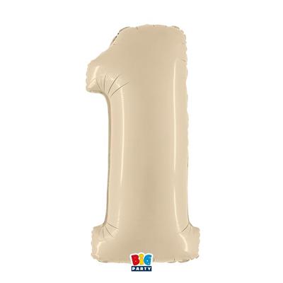 PALLONCINO MYLAR NUMERO 1 CREMA 102CM