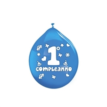 PALLONCINI 10INCH - 26CM PRIMO COMPLEANNO CELESTE 20PZ