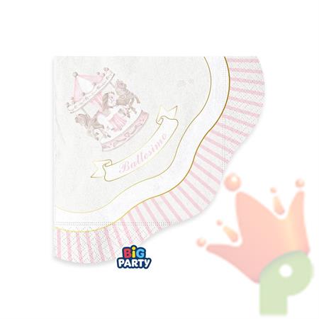 TOVAGLIOLI BATTESIMO CARILLON ROSA 25X25CM 16PZ