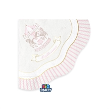 TOVAGLIOLI BATTESIMO CARILLON ROSA 25X25CM 16PZ