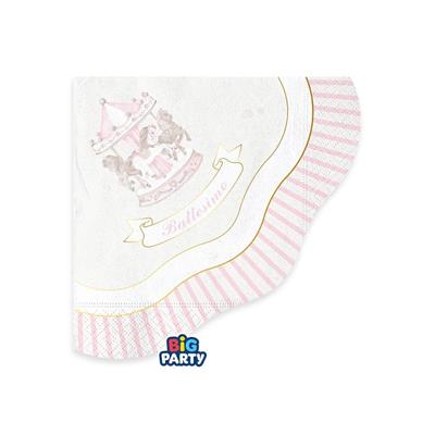 TOVAGLIOLI BATTESIMO CARILLON ROSA 25X25CM 16PZ