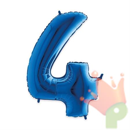 PALLONCINO MYLAR NUMERO 4 BLU 102CM