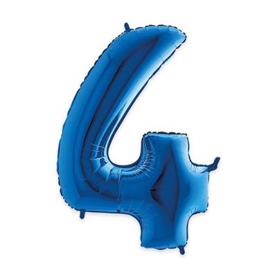 PALLONCINO MYLAR NUMERO 4 BLU 102CM