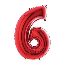 PALLONCINO MYLAR NUMERO 6 ROSSO 102CM