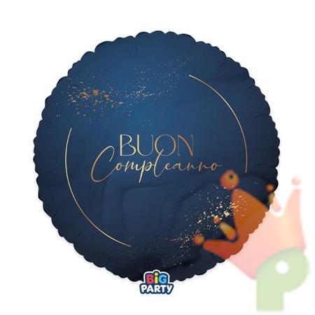 PALLONCINO MYLAR BUON COMPLEANNO BLU SCURO 45CM