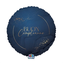 PALLONCINO MYLAR BUON COMPLEANNO BLU SCURO 45CM
