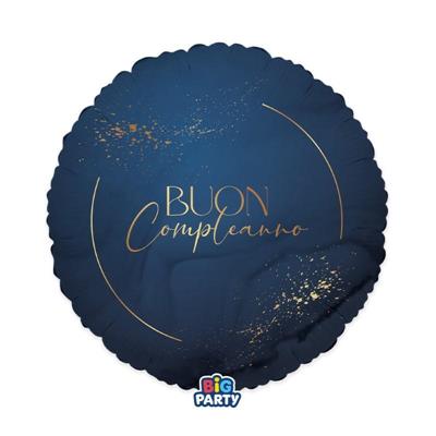 PALLONCINO MYLAR BUON COMPLEANNO BLU SCURO 45CM
