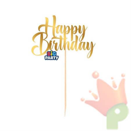 MINI CAKE TOPPER ITALIC HAPPY BIRTHDAY ORO METALLIZZATO