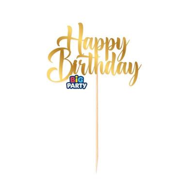 MINI CAKE TOPPER ITALIC HAPPY BIRTHDAY ORO METALLIZZATO