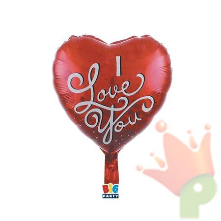 PALLONCINO MYLAR CUORE I LOVE YOU ROSSO 45CM