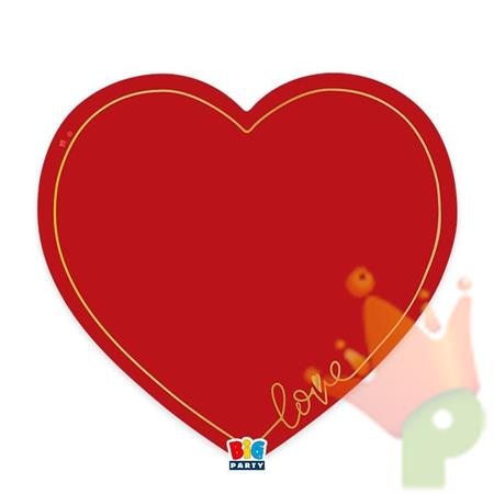 SOTTOPIATTI A CUORE CON SCRITTA LOVE ROSSO 32CM 4PZ