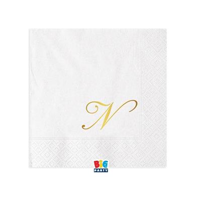 TOVAGLIOLI LETTERA N BIANCO 25X25CM 16PZ