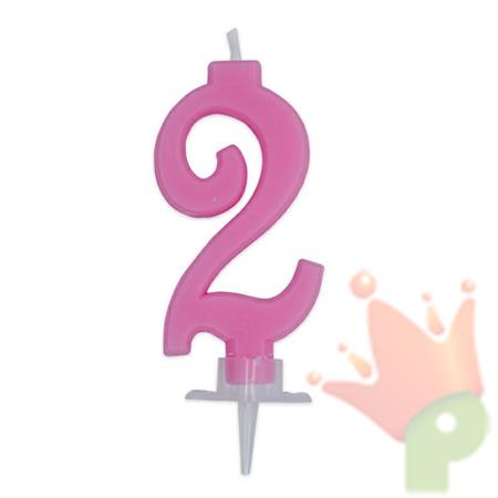 CANDELINA NUMERO 2 CERA ITALIC ROSA 7CM