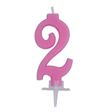 CANDELINA NUMERO 2 CERA ITALIC ROSA 7CM