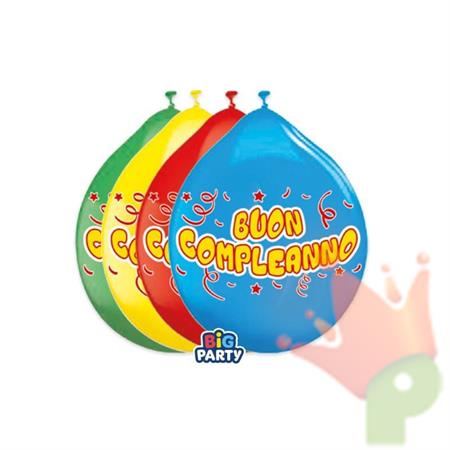 PALLONCINI BUON COMPLEANNO 10INCH 25CM 10PZ