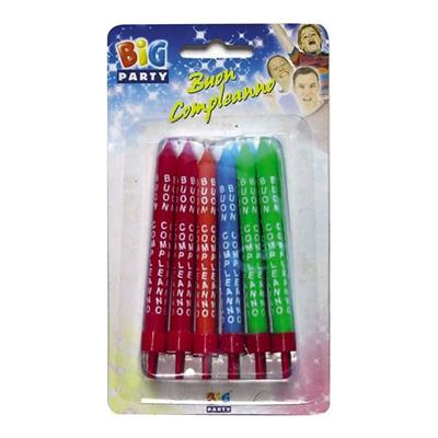 CANDELINE BUON COMPLEANNO MULTICOLOR 8CM 12PZ