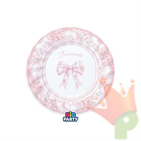 PIATTI BENVENUTA FIOCCO VINTAGE ROSA 20CM 6PZ