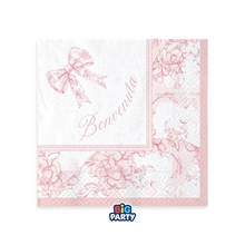 TOVAGLIOLI BENVENUTA FIOCCO VINTAGE ROSA 25X25CM 16PZ