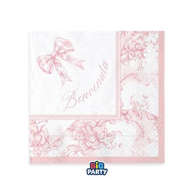 TOVAGLIOLI BENVENUTA FIOCCO VINTAGE ROSA 25X25CM 16PZ