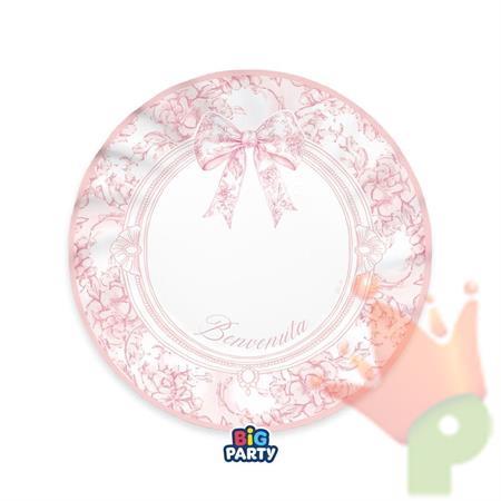 PIATTI BENVENUTA FIOCCO VINTAGE ROSA 25CM 6PZ