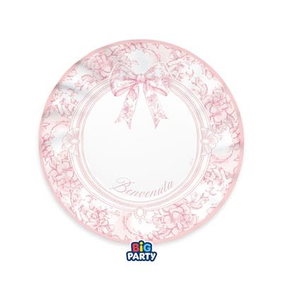PIATTI BENVENUTA FIOCCO VINTAGE ROSA 25CM 6PZ