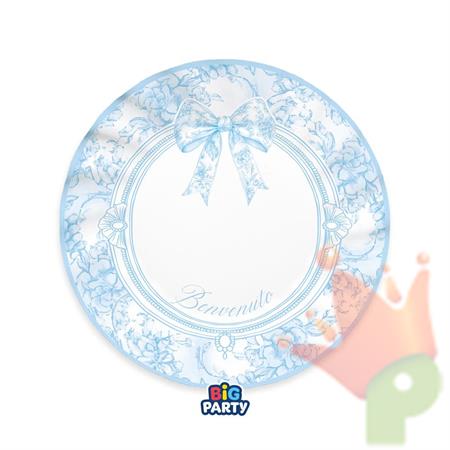 PIATTI BENVENUTO FIOCCO VINTAGE CELESTE 25CM 6PZ