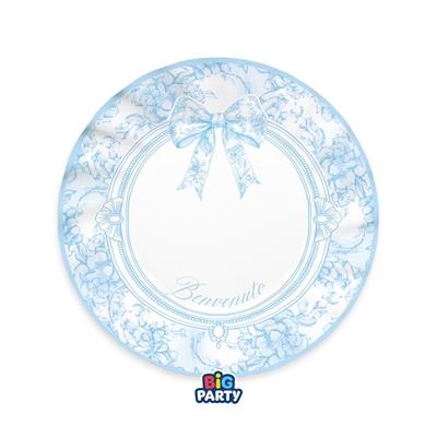 PIATTI BENVENUTO FIOCCO VINTAGE CELESTE 25CM 6PZ