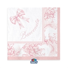 TOVAGLIOLI BENVENUTA FIOCCO VINTAGE ROSA 33X33CM 16PZ