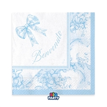 TOVAGLIOLI BENVENUTO FIOCCO VINTAGE CELESTE 33X33CM 16PZ