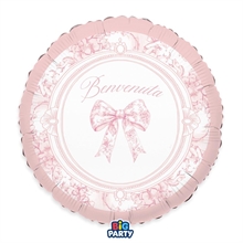 PALLONCINO MYLAR BENVENUTA FIOCCO VINTAGE ROSA 45CM